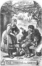 H.C. Selous' illustration of Sly and the Hostess; from The Plays of William Shakespeare: The Comedies, edited by Charles Cowden Clarke and Mary Cowden Clarke (1830) Sly Induction.jpg