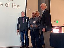 This shows employee recognition by granting awards. Sonoma County Winegrowers 2020 Employee Recognition Luncheon 02.jpg
