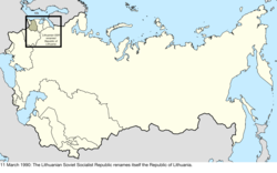 Map of the change to the Soviet Union on 11 March 1990