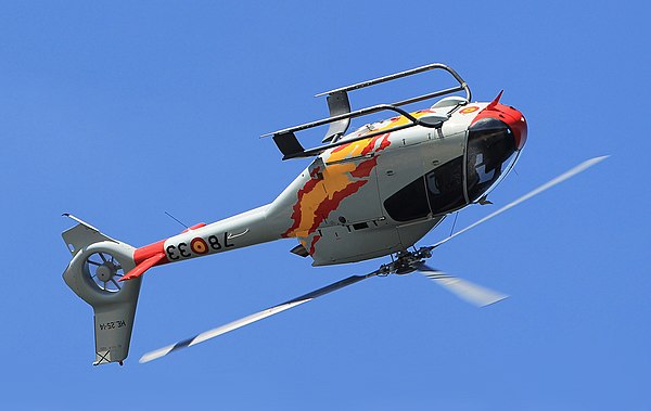 A Spanish Air Force Colibri demonstrates its agility with a barrel roll