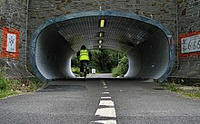 The Bristol and Bath cycle path passes under Station Road, Fishponds, Bristol Station Road Fishponds.jpg