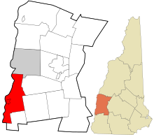 Área incorporada y no incorporada del condado de Sullivan New Hampshire Charlestown destacado.svg