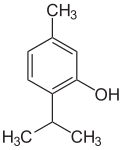 Thymol is the principal aromatic component of thyme. Thymol2.svg