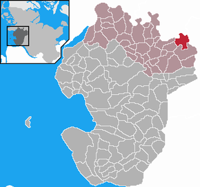 Poziția Tielenhemme pe harta districtului Dithmarschen
