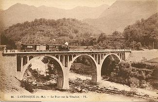 Pont du Martinet à Lantosque, conçu par le bureau d'études d'Armand Considère et Henry Lossier en 1908.