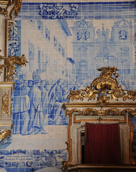 Tiled mosaic in the Cathedral of Braga depicting the translation of St. Vincent's arm.