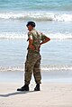 a United Nations Interim Force in Lebanon soldier on the beach in Tyre, Lebanon