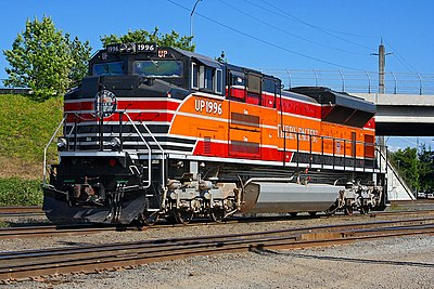 UP 1996 part of the Union Pacific Heritage Fleet, scheme based on Daylight and Black Widow