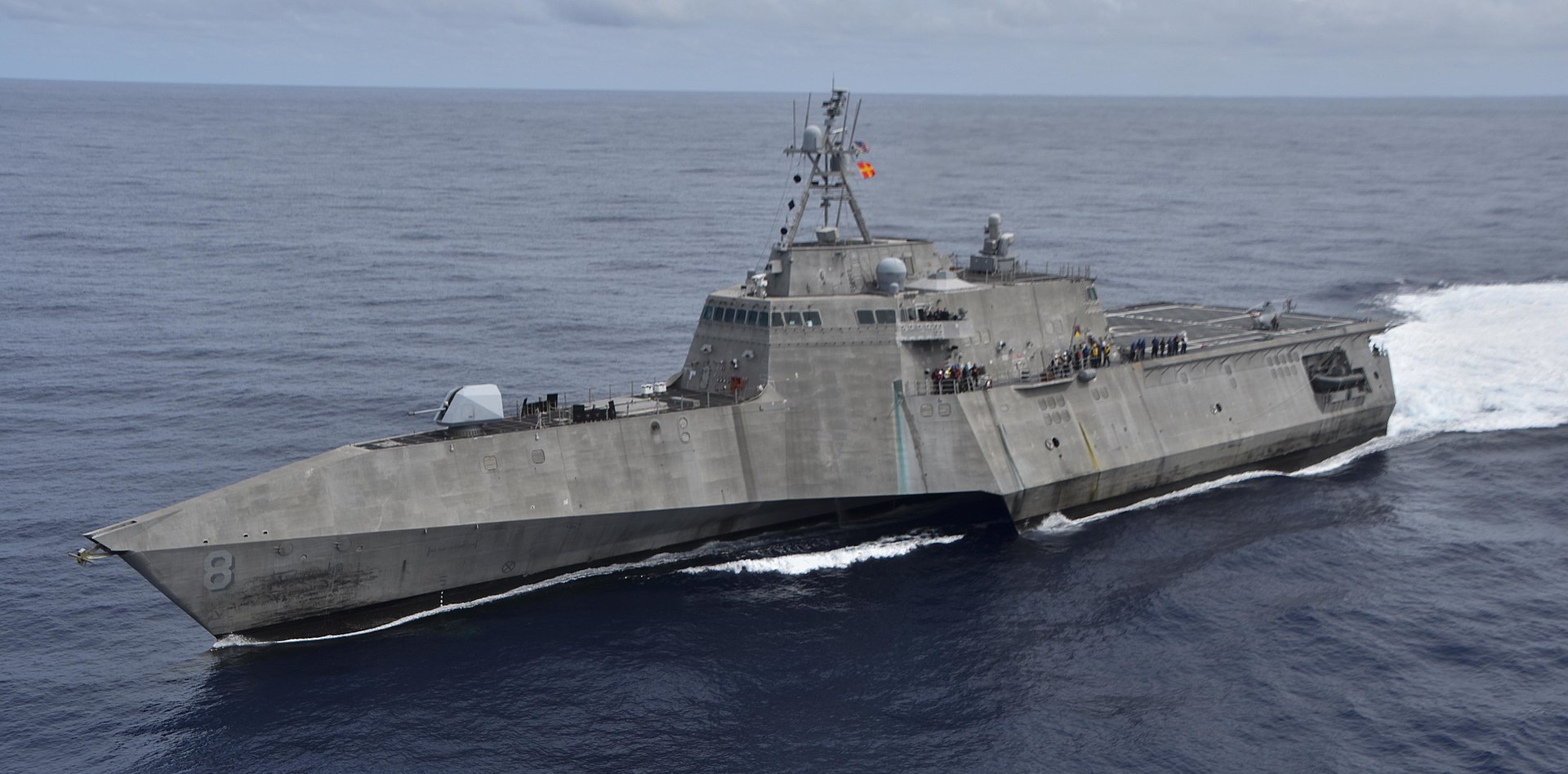 USS Montgomery (LCS 8) prepares to pull alongside USNS Cesar Chavez (T-AKE 14) during a replenishment-at-sea. (49912055123).jpg