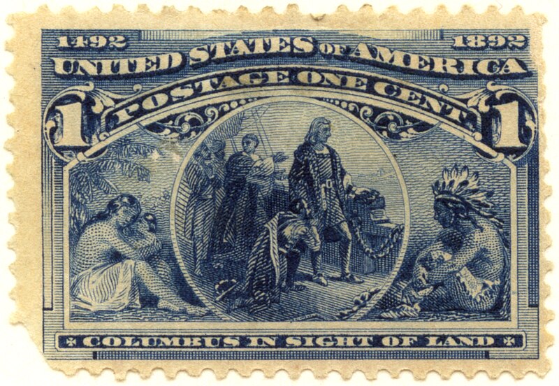 File:US stamp 1893 1c Columbus in Sight of Land.jpg