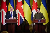 Volodimir Zelensky, 9 Nisan 2022'de Kiev'de Boris Johnson ile bir araya geldi.