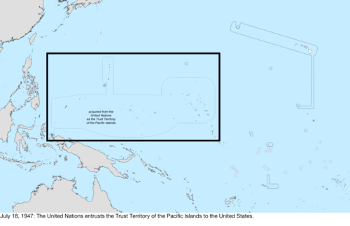 Map of the change to the United States in the Pacific Ocean on July 18, 1947