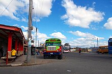 Former school bus at Hospital in Esteli used as urban bus on the line from Hospital to Villa Cuba. Urban bus at Hospital, Esteli.jpg