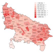 Bevölkerungsdichte nach der Volkszählung 2011 nach Distrikten