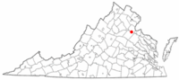 Locatie van Fredericksburg in Virginia
