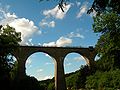 Die ca. 40 m hohe Eulenbachbrücke, im Volksmund „Saubrücke“