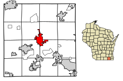 Location of Elkhorn in Walworth County, Wisconsin.