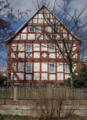 English: Half-timbered building (rectory) in Wartenberg, Landenhausen, Kirchweg 2, Hesse, Germany.