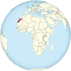 Western Sahara on the globe (Africa centered).svg