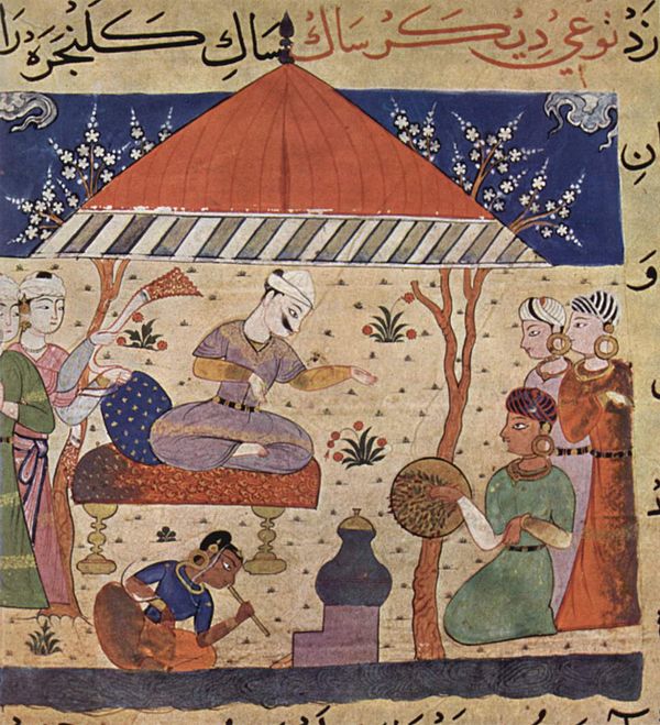 An illustration from the manuscript of the Nimat Nama