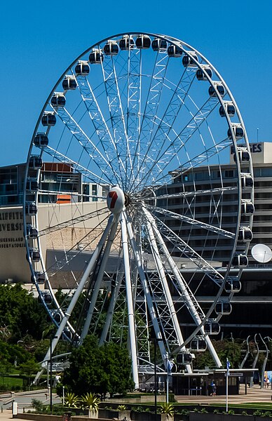 Image: Wheel of Brisbane Southbank from Victoria Bridge Brisbane P1220398 (cropped)