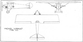 Wibault 3 C.1 three view Wibault 3 C.1 fighter 3v.png