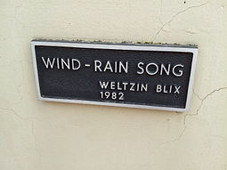 Plaque for the sculpture Wind-Rain Song plaque, Eugene, Oregon.jpg