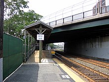 A short section of high-level railway platform