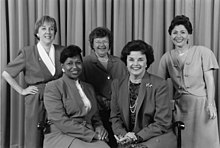 One woman (Barbara Mikulski) was reelected and four women were elected to the Senate in 1992, the "Year of the Woman," Left to right: Senators Murray, Moseley Braun, Mikulski, Feinstein, and Boxer. Yearofthewoman.jpg