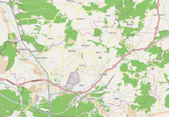 Mapa konturowa Zawiercia, blisko centrum po lewej na dole znajduje się punkt z opisem „Osiedle robotnicze TAZ”