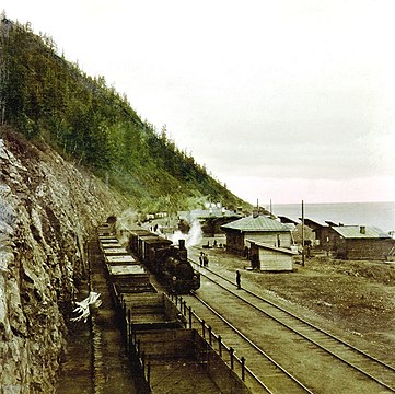 Steam locomotive on the Circum-Baikal Railroad