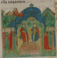 Yuri III og Ivan Kalita på tronen efter Daniil af Moskvas død[3]