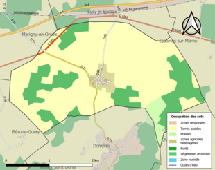 Kolorowa mapa przedstawiająca użytkowanie gruntów.