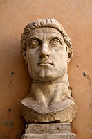 Head of Constantine the Great's colossal statue of the the Capitoline Museums in Rome