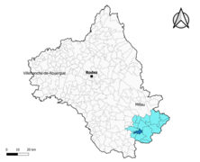 Saint-Beaulize dans l'intercommunalité en 2020.