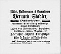 Werbeanzeige der Fa. Bernard Stadler von März 1888.