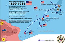 The American occupation steps over the Sulu Archipelago in 1899.