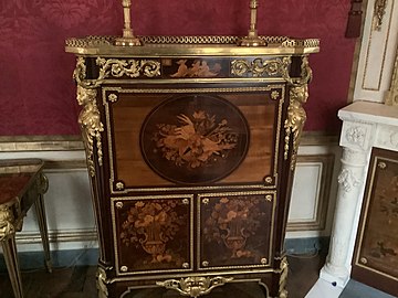 18th-century drop-down desk in the Cabinet Doré by Jean-Henri Riesener (1771)