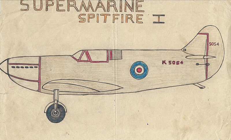 File:1938 or 1939 Vicent Pawli SUpermarine Spitfire I K 5054.jpg