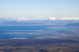 Aerial view of Reykjavík, Faxaflói and Hvalfjörður