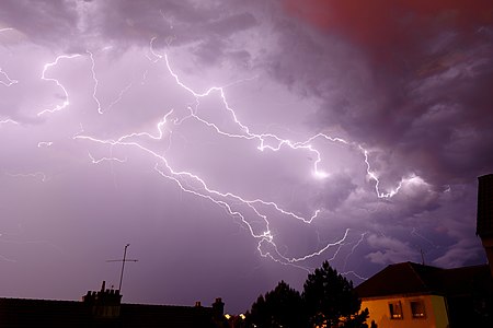 Lightnings, over Belfort (France).