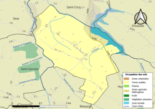 Kolorowa mapa przedstawiająca użytkowanie gruntów.