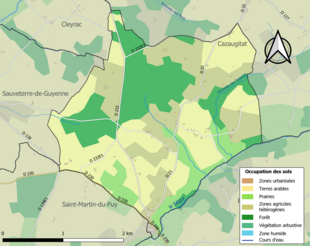 Barevná mapa znázorňující využití půdy.