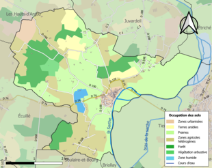 Barevná mapa znázorňující využití půdy.