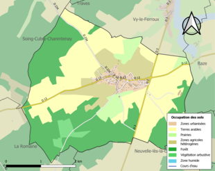 Carte en couleurs présentant l'occupation des sols.