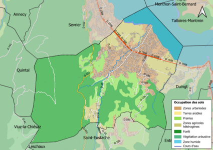 Carte des infrastructures et de l'occupation des sols en 2018 (CLC) de la commune.