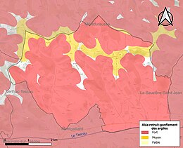 Carte des zones d'aléa retrait-gonflement des sols argileux de Saint-Urcisse.