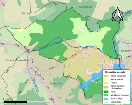 Carte en couleurs présentant l'occupation des sols.