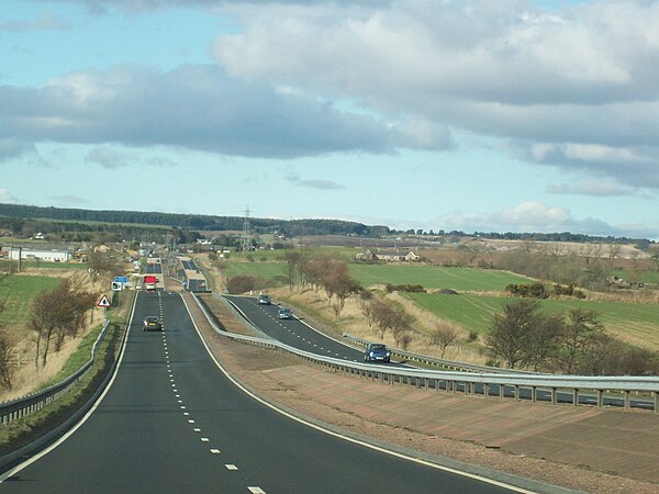 The A90 heading north from Dundee