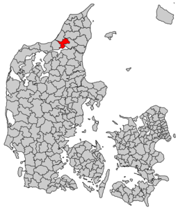 Placeringen af kommunen i Nordjyllands Amt.